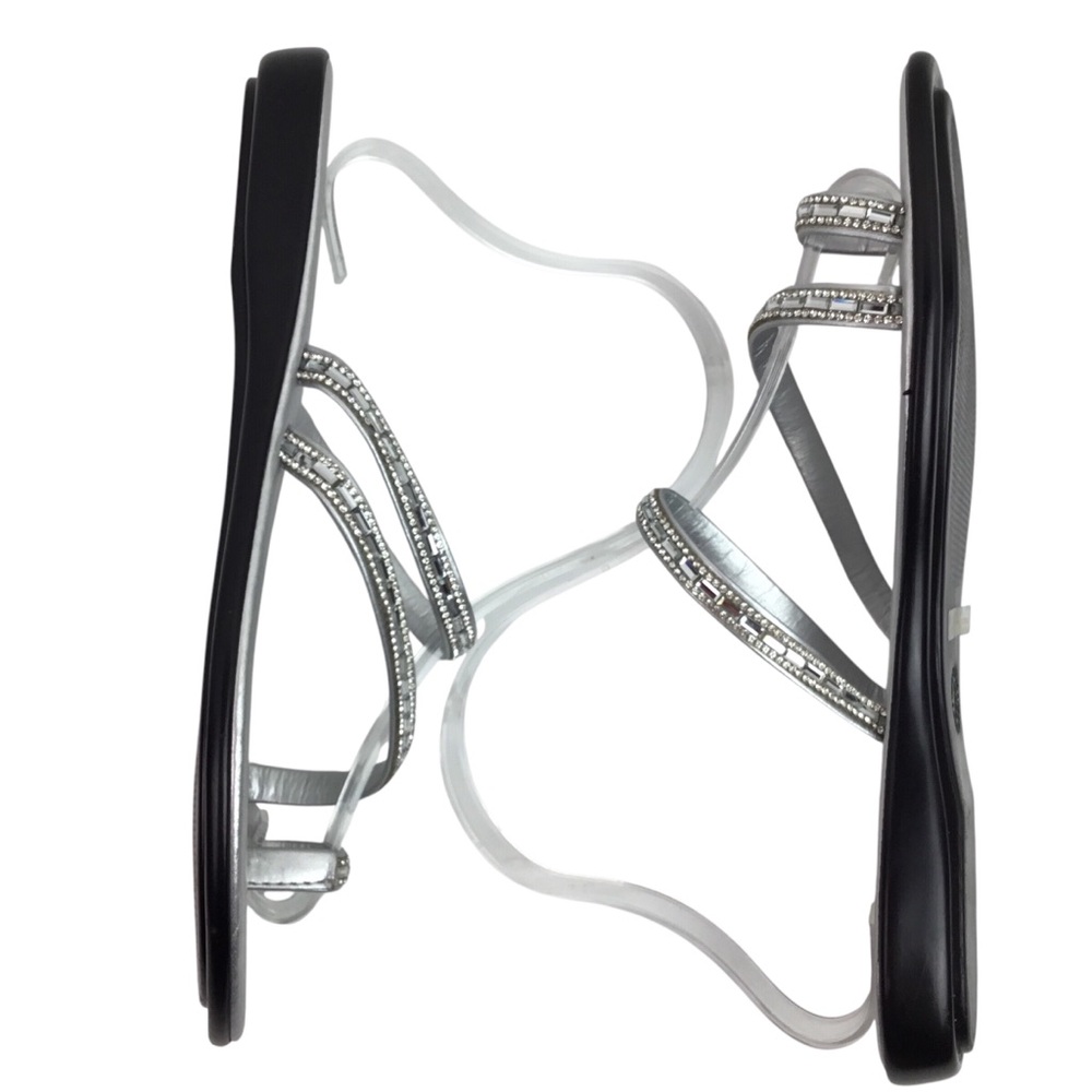 Toscanella Italian Rhinestone Sandals Flats Silver - Picture 6 of 12